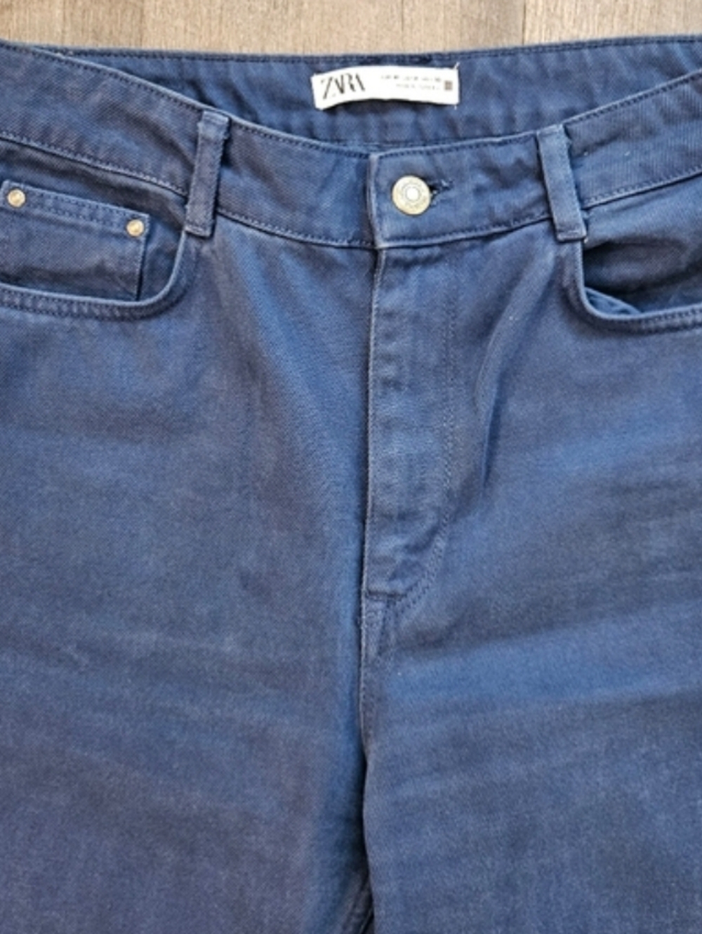 ZARA Indigo Blue Flared High Waist Jeans Sz 8 TALL - Picture 2 of 8